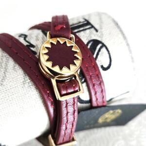 House of Harlow 1960 Sunburst Burgundy Leather Wrap Bracelet Choker Necklace NWT